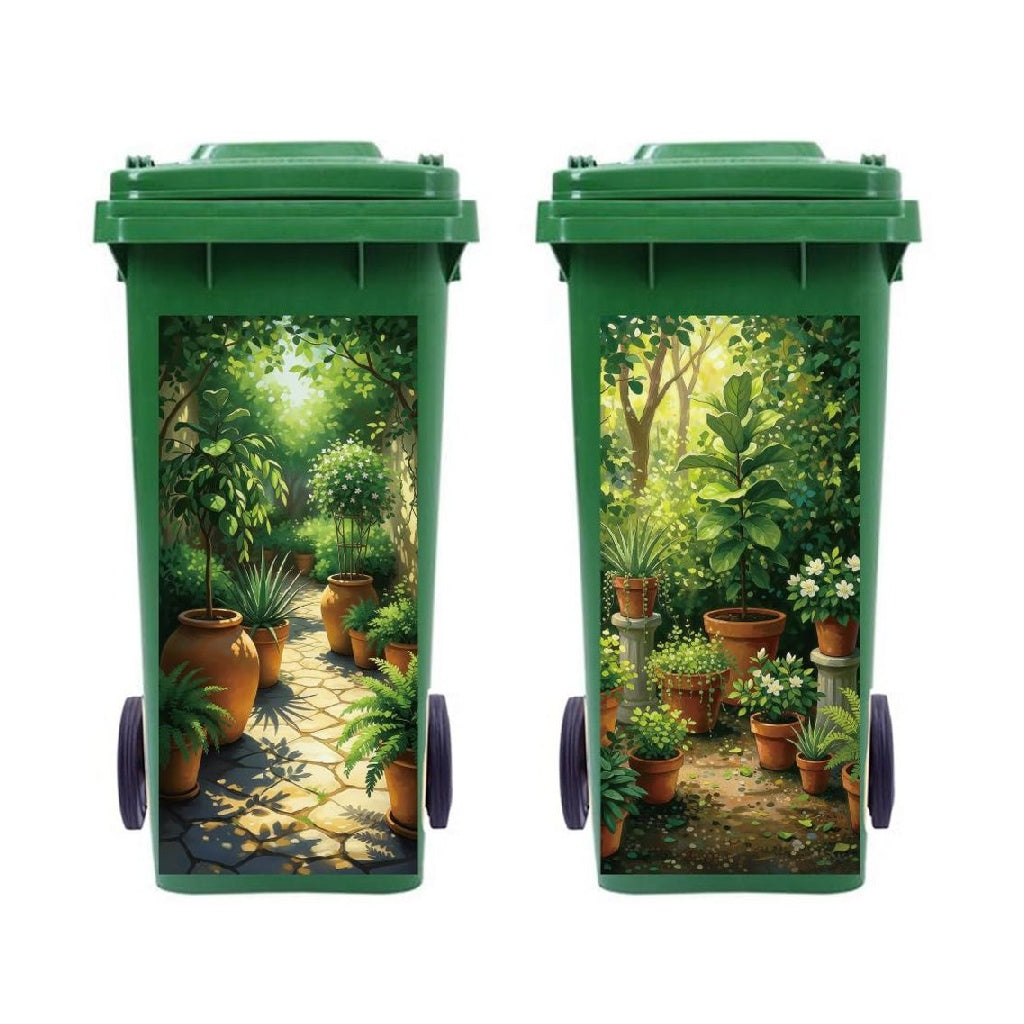 Peacoblue de Lot 2 Autocollant Poubelle Exterieure Plante En Pot 38x82cm Autocollants Decoratifs Jardin Grand Format Resistants aux Intemperies Pour Poubelles Exterieures ainsi que Conteneurs Outdoor