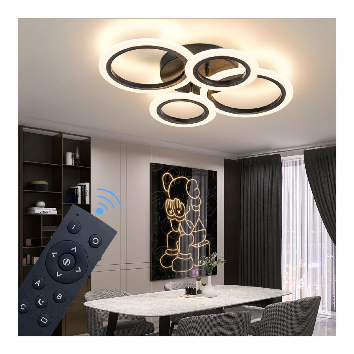 Lustre Noir et Ambre au style moderne avec conception fonctionnelle 34 W 3000 K
