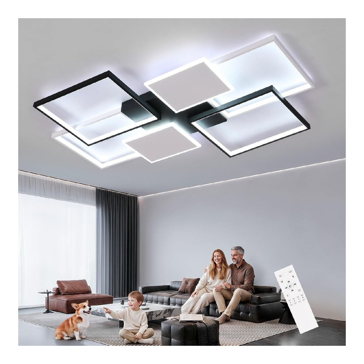 Plafonnier Noir et Blanc a presence elegante et lumiere agreable 72W 3000K