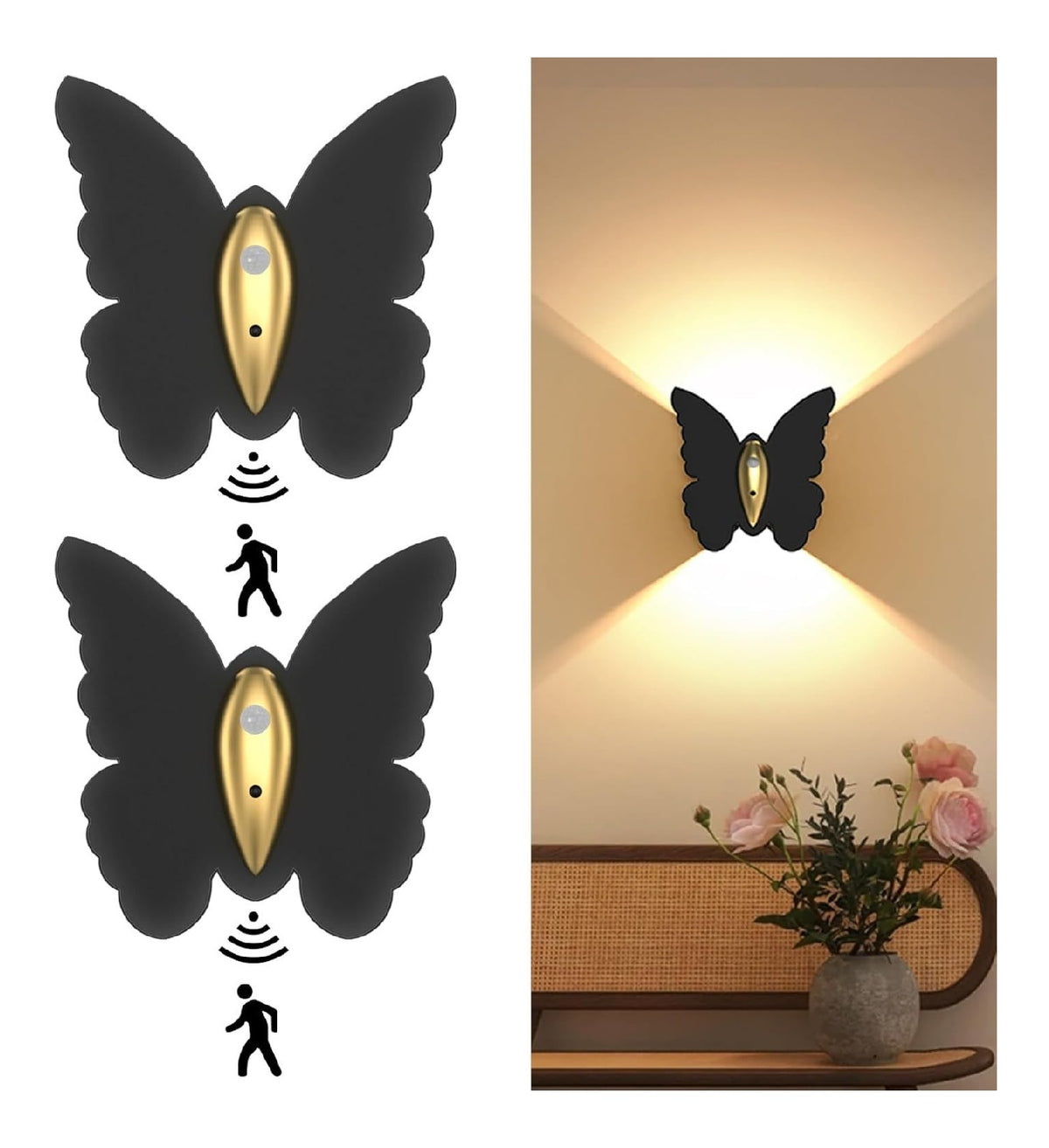 Eclairage Noir et Blanc contemporain en version applique murale 3000 K