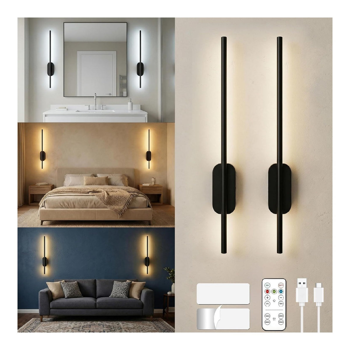 Applique murale Noir et Ambre aux lignes epurees avec eclairage confortable