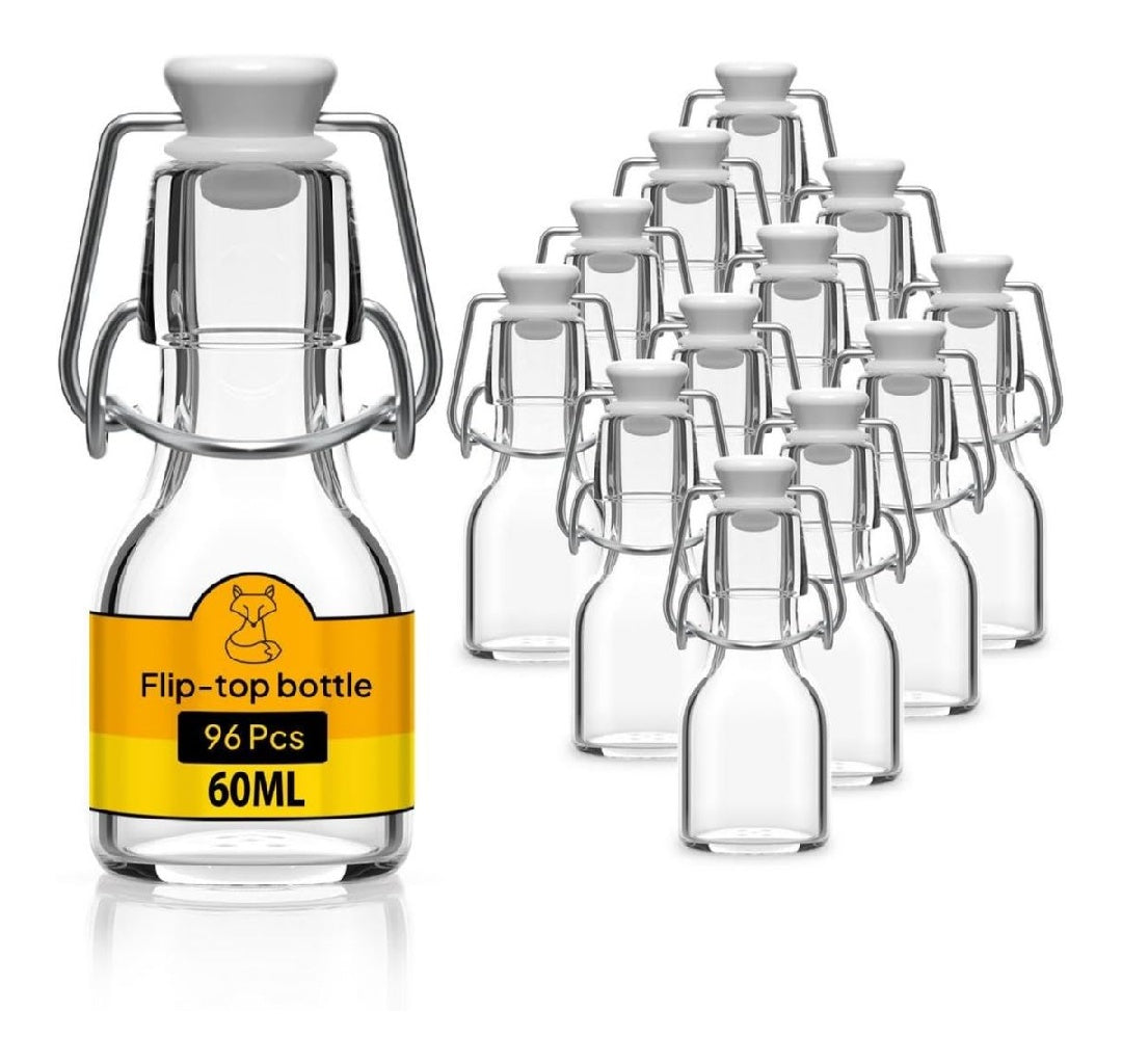 96x dans Bouteille Verre avec Bouchon Mecanique 60ml Bouteilles vides a remplir huile d'olive biere jus liqueur