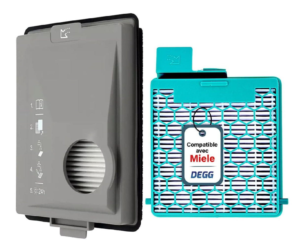de DEGG(R) Kit Filtres pour Aspirateur Compatible possedant Miele Boost CX1 Filtre de rechange SFHY 60 CXFSF Filtre HEPA et Filtre a Poussieres Fines Filtre destine a appareil de nettoyage Ajustement parfait