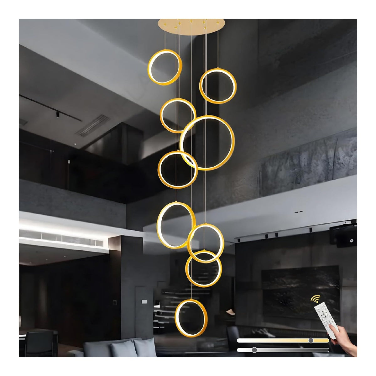 Suspension decoratif Dore et Rouge avec diffusion lumineuse harmonieuse 86W 3000K
