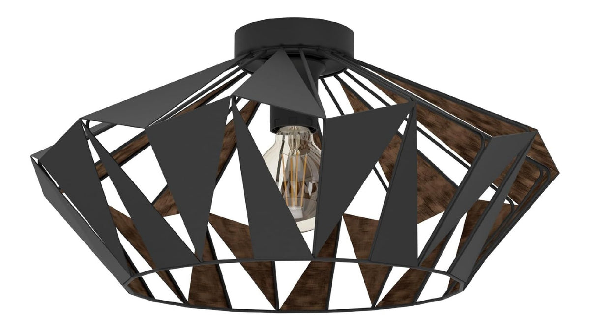 Luminaire Noir et Ambre a silhouette graphique de type lustre E27