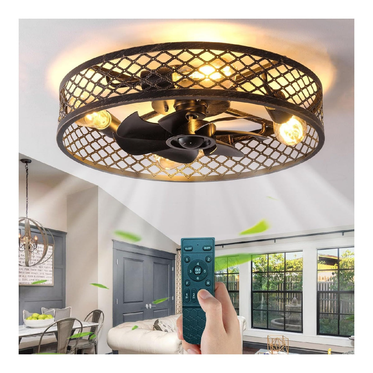 Luminaire Noir et Ambre a silhouette graphique de type lustre 1M-1555