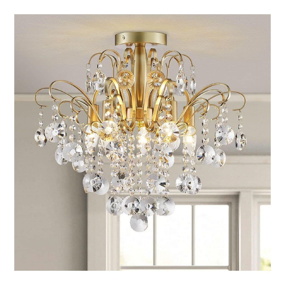 Lustre Ambre et Transparent a presence elegante et lumiere agreable E14