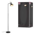 Lampadaire Noir et Dore aux lignes epurees avec eclairage confortable 20W E14