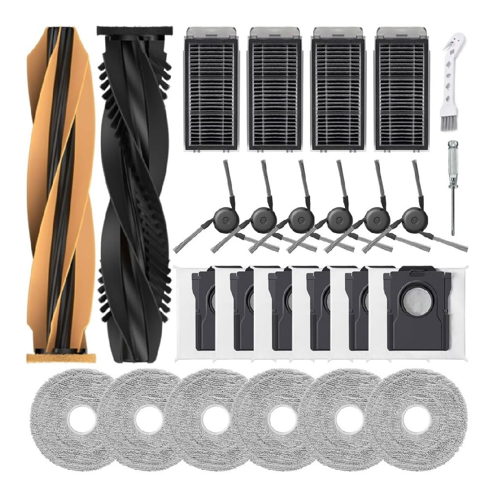 25 Pieces Accessoires destine a Dreame L40s Pro Ultra/X50 Ultra Complete/L50 Pro Ultra/X50 Master/Matrix10 Ultra 6 Sacs a Poussiere 6 Serpilleres 6 Brosse Laterale 4 Filtre 2 Brosse Principale