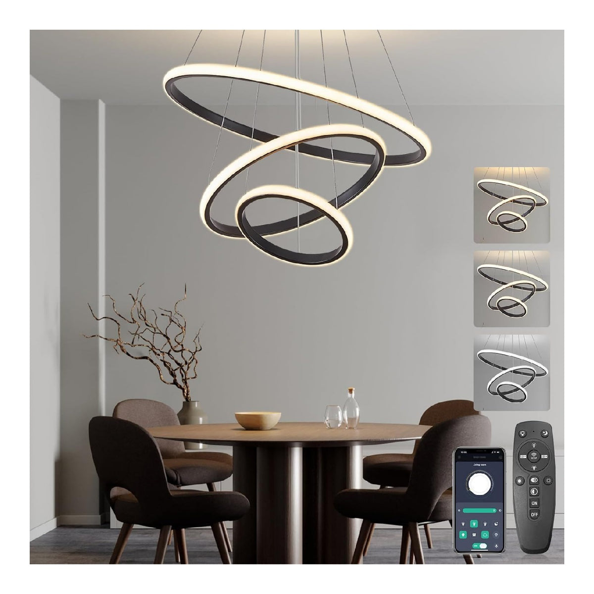 Suspension Noir et Blanc au style moderne avec conception fonctionnelle 45W 2700K