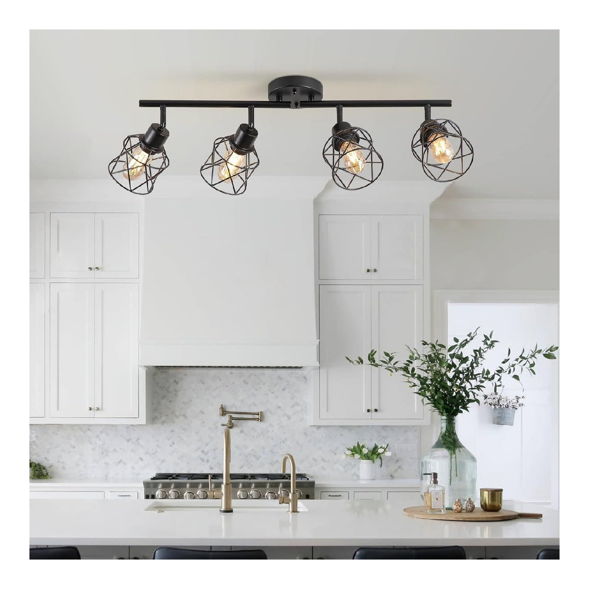 Luminaire Noir et Ambre a silhouette graphique de type spot de plafond 60 W