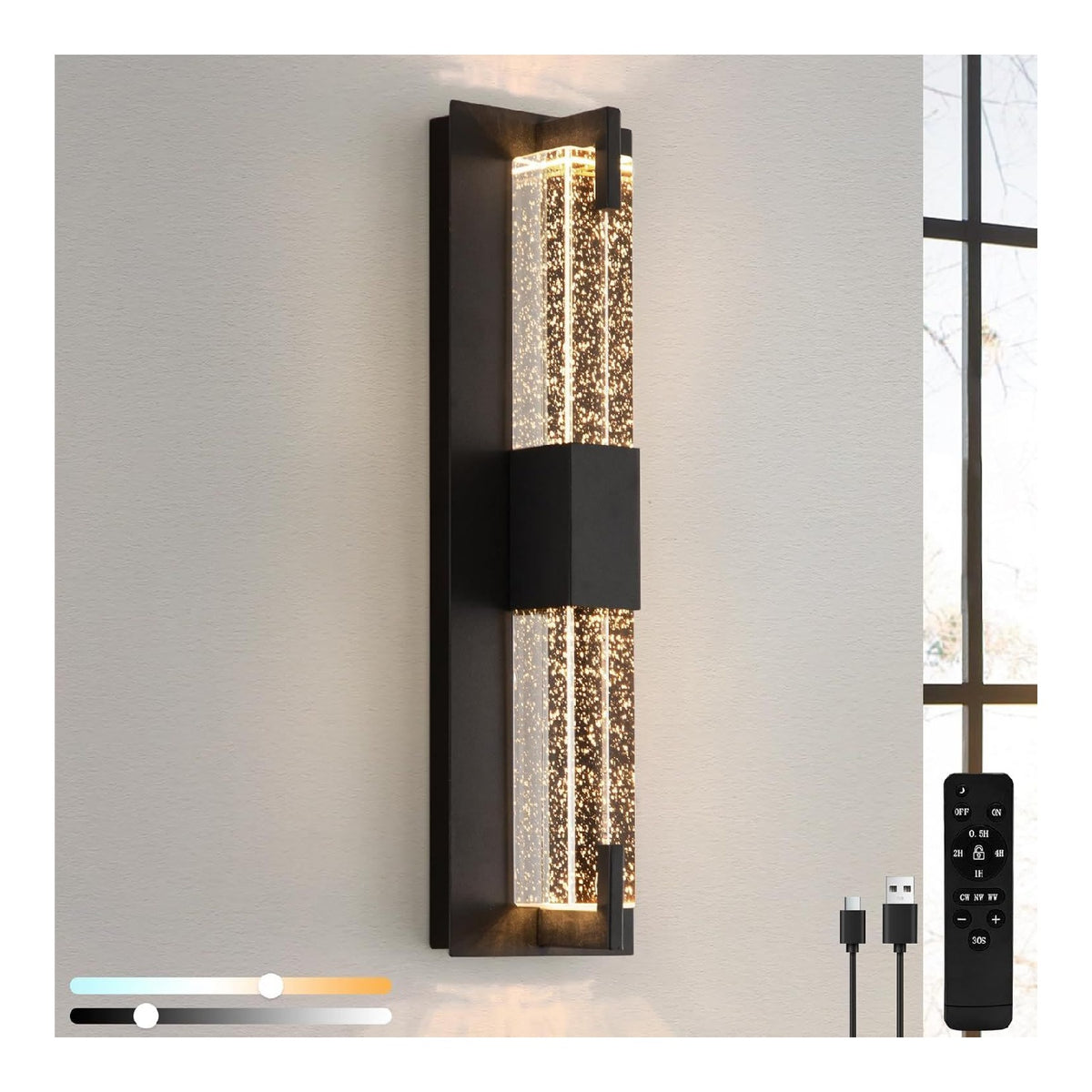 Solution lumineuse Noir et Argente au dessin sobre en format applique murale 6500 K