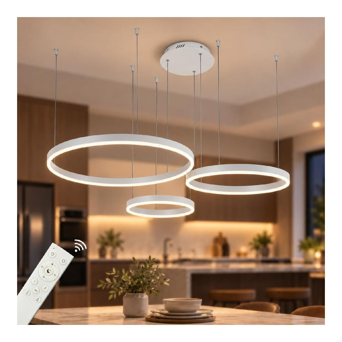 Luminaire Blanc a silhouette graphique de type suspension 78W 2700K