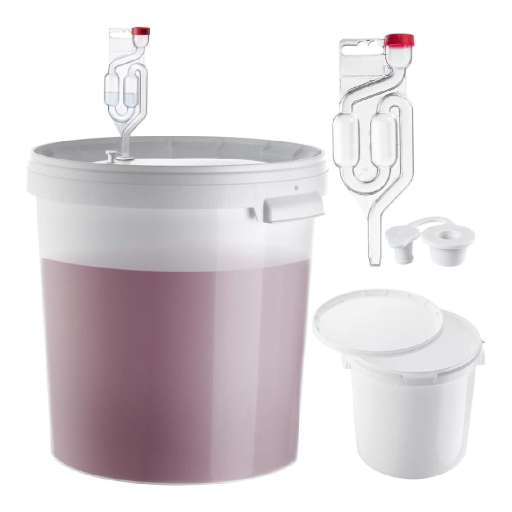 KADAX de Seau fermentation de 33 l avec tubes de fermentation et bouchons en caoutchouc recipient du fermentation en plastique possedant bec du fermentation et bouchon grand seau avec insert de