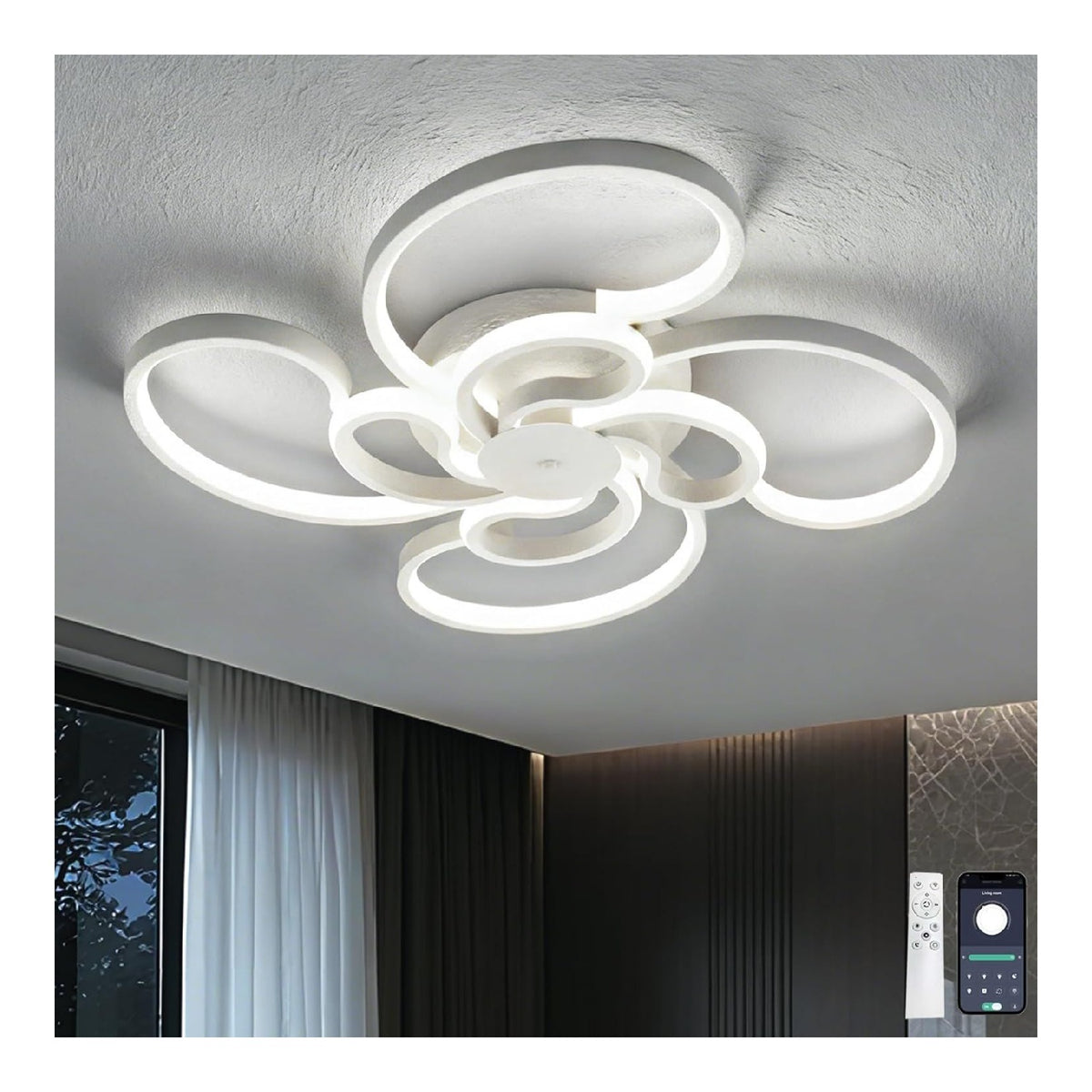 Lustre decoratif Blanc et Ambre avec diffusion lumineuse harmonieuse 48 W