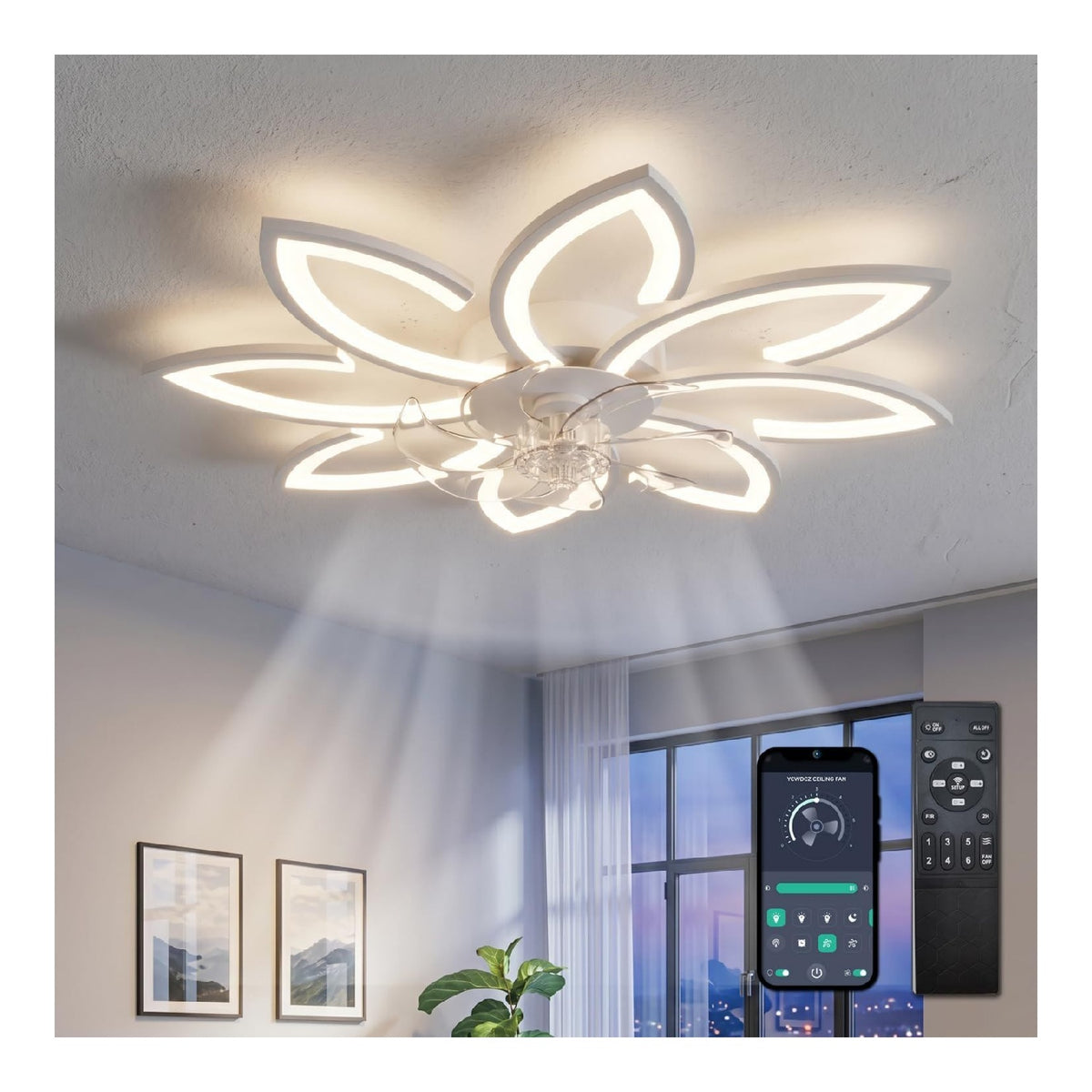 Luminaire Blanc et Ambre a silhouette graphique de type plafonnier 3000K