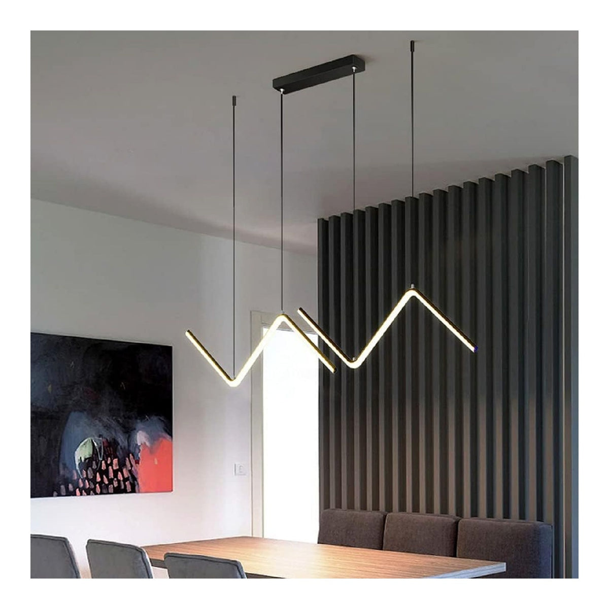 Lustre Ambre aux lignes epurees avec eclairage confortable 26W