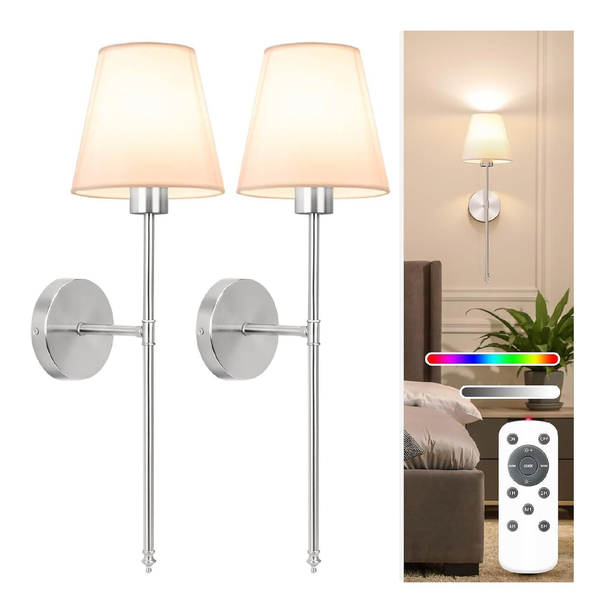 Applique murale Blanc et Argente a presence elegante et lumiere agreable 3000 K