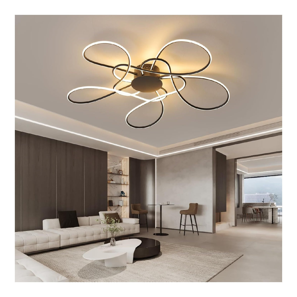 Solution lumineuse Noir et Blanc au dessin sobre en format lustre 46W 3000K