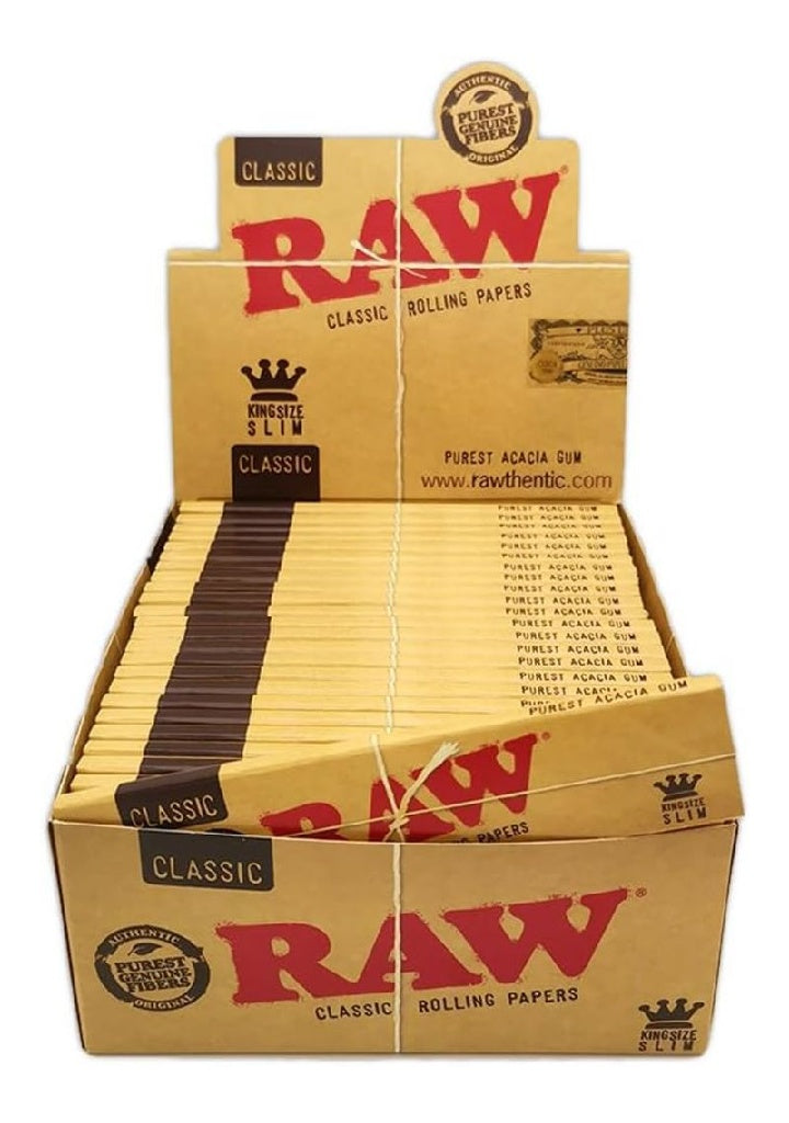 Size King Raw Slim Boite de 50 Carnets de Feuilles a Rouler