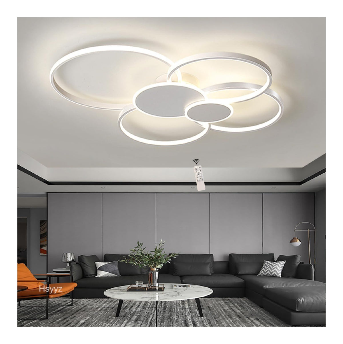 Solution lumineuse Noir et Blanc au dessin sobre en format plafonnier 72W 3000K