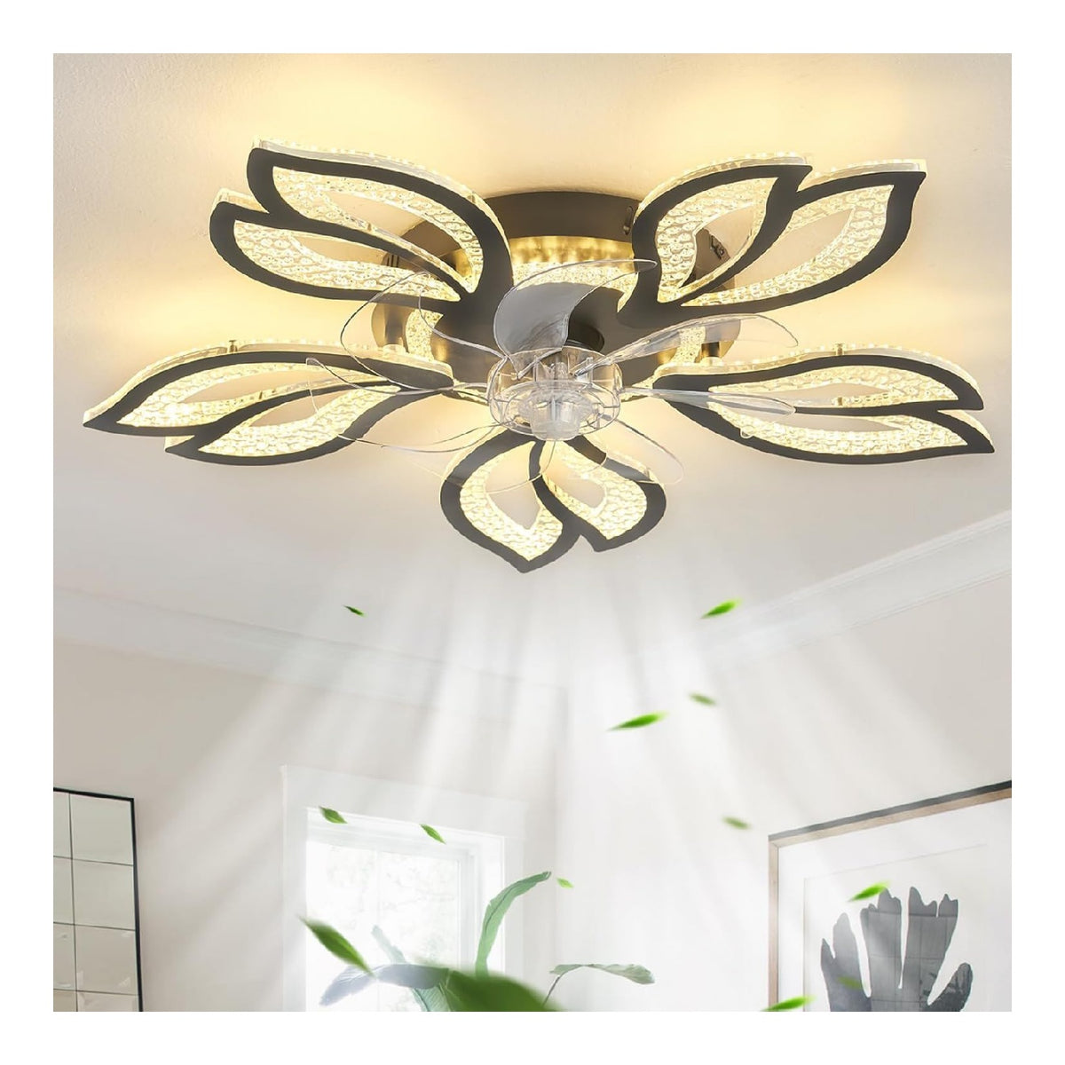 Luminaire Noir et Blanc a silhouette graphique de type lustre