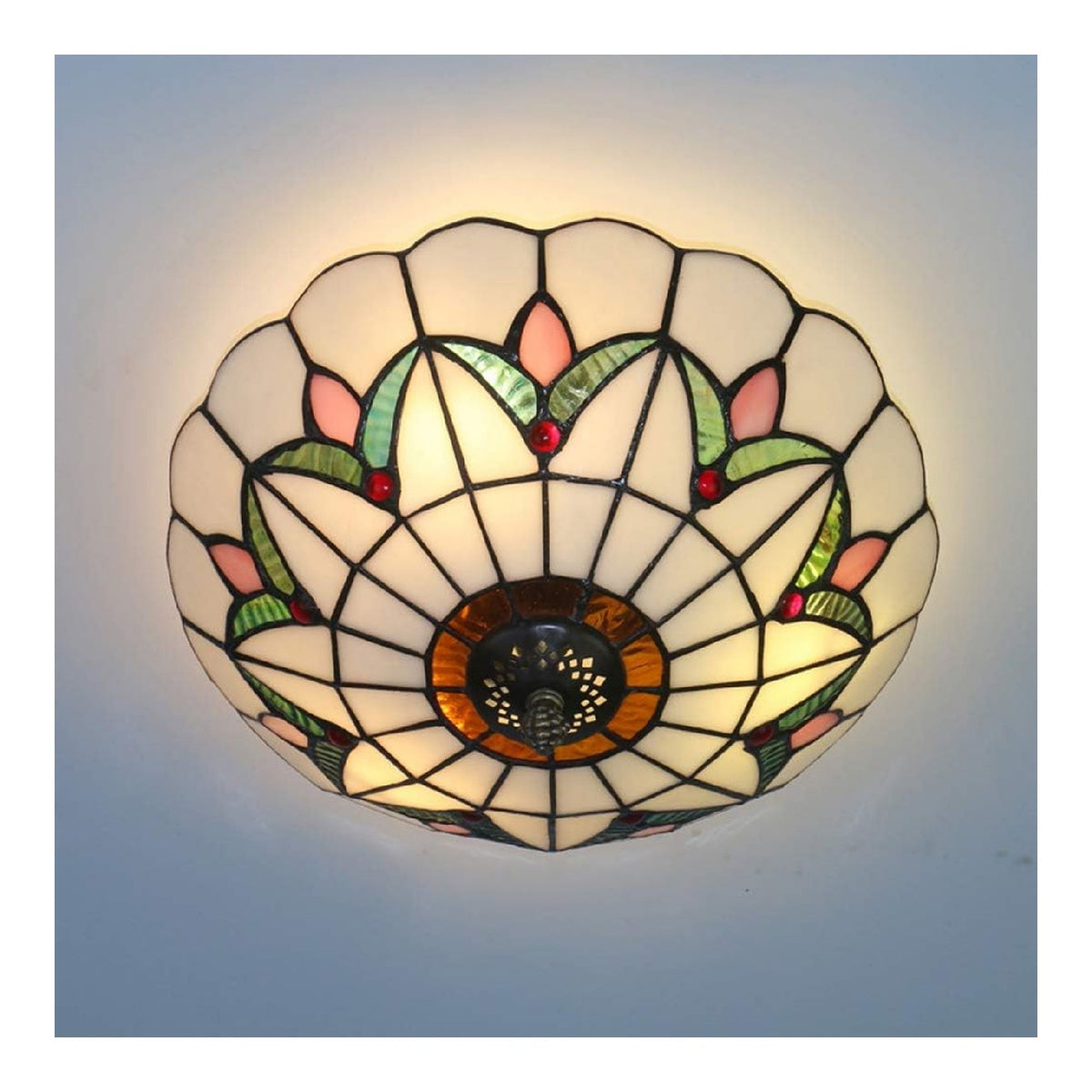 Plafonnier Blanc et Ambre a presence elegante et lumiere agreable E27