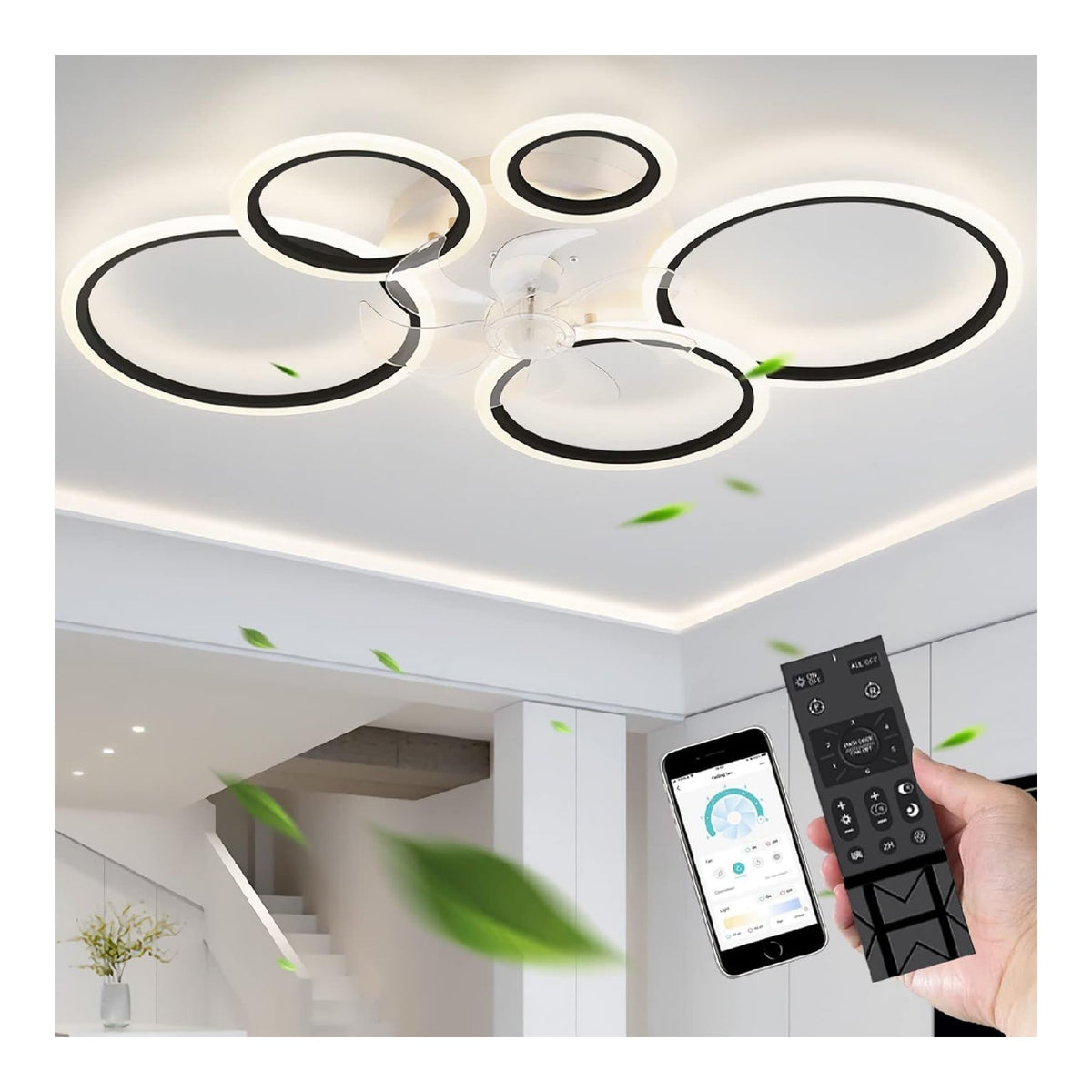 Luminaire Noir et Blanc a silhouette graphique de type plafonnier 3000K
