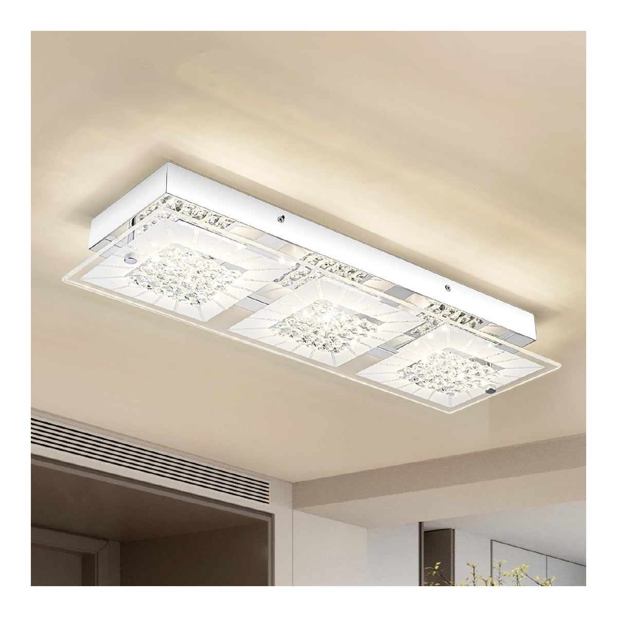 Plafonnier Blanc et Argente au style moderne avec conception fonctionnelle 4000 K