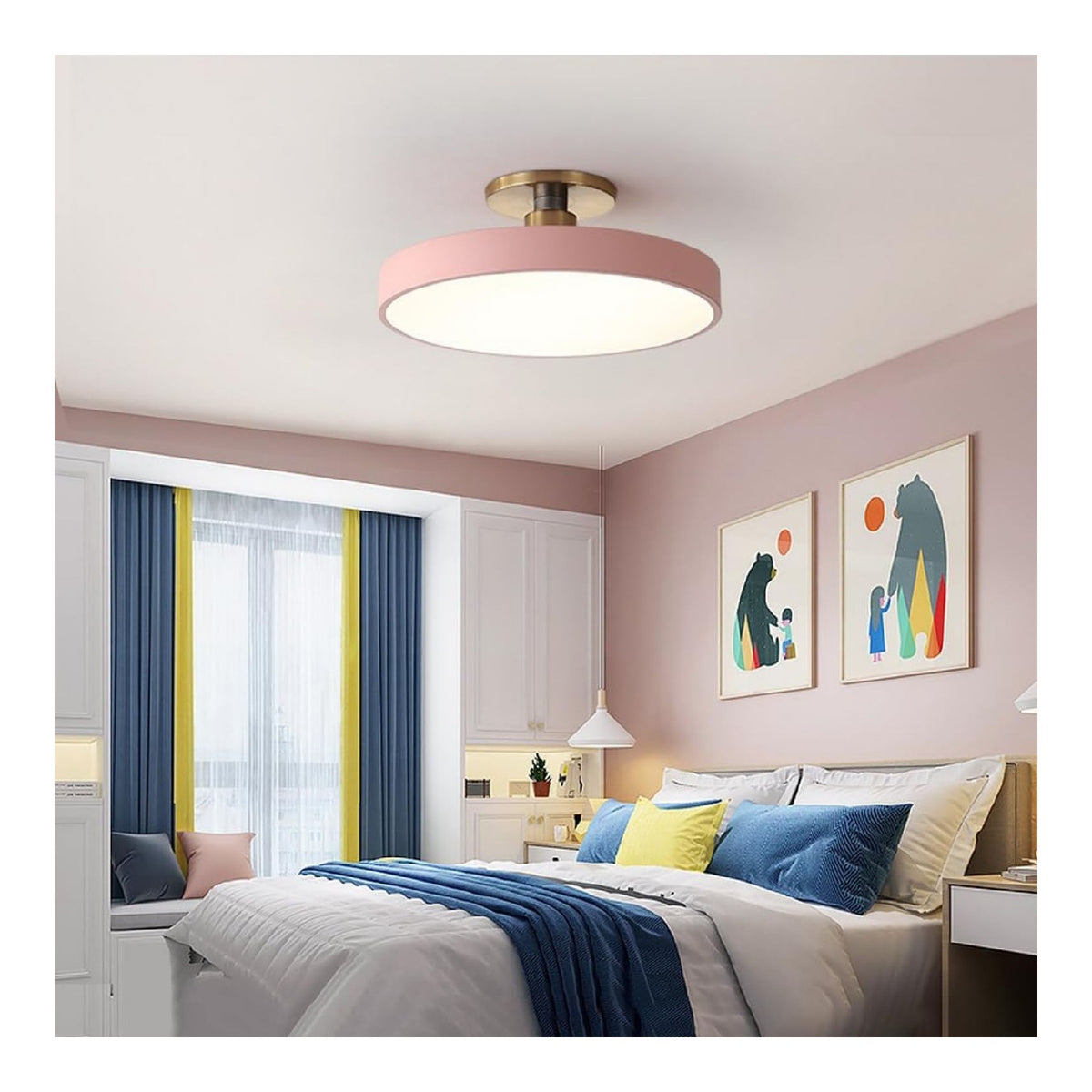 Plafonnier Blanc et Ambre aux lignes epurees avec eclairage confortable 3000 K M9-3968